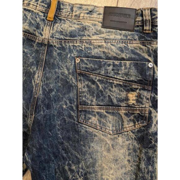 Y2K Vintage Southpole Ripped & Faded Marble Pattern Jeans 100% Cotton Size 40/34 - Picture 8 of 9